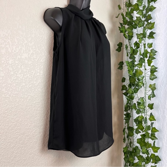 Dressy sheer black high collar tank top - Picture 3 of 10